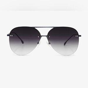 Topshop Black Rimless Round Sunglasses with Double Bridge